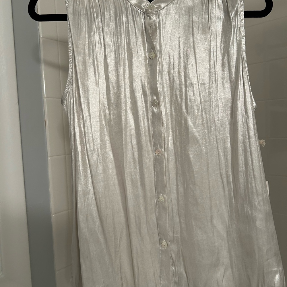 Fifteen Twenty Shimmering Metallic Silver Blouse - NWT